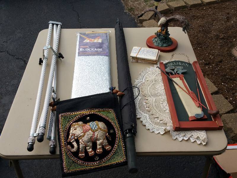 lot 104 image: Sachel From India, Tripod, Sun Blocker, Eagle, Etc.