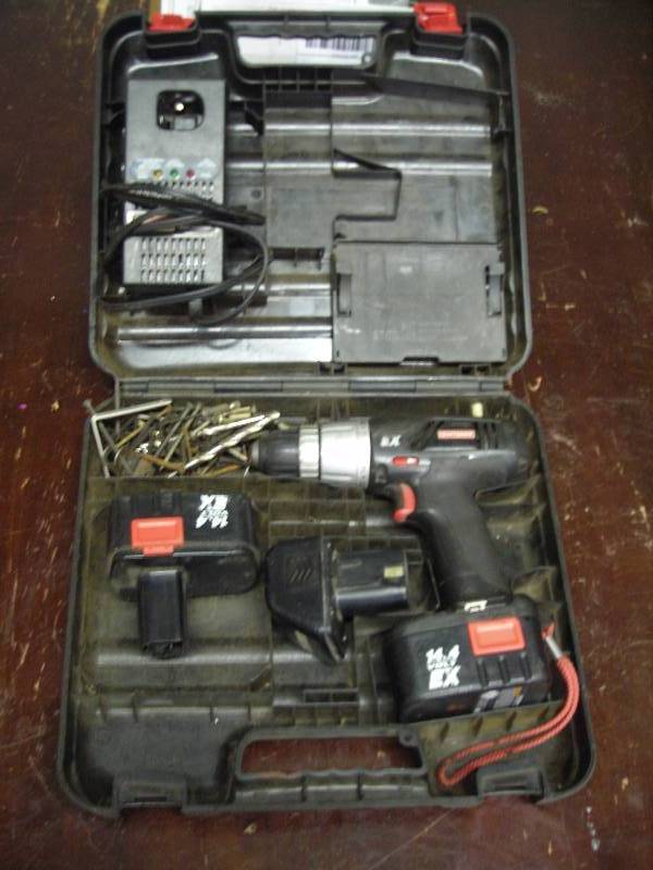 Craftsman 14.4 Volt Drill With 2 Batteries & 12 Volt Charger With Case