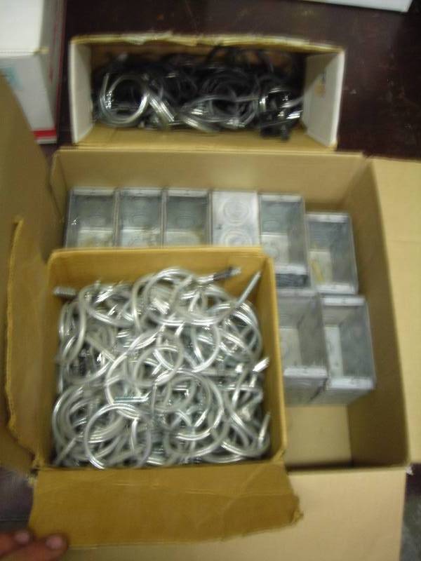 Box Lot Of Receptacle Boxes & 2 Boxes Of Brindle Rings