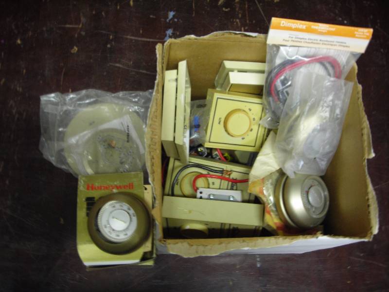 Box Lot Of Used Thermostats