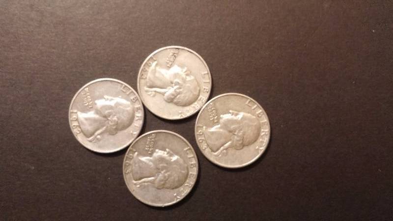 Silver Quarters 1962-D 3x 1963-D