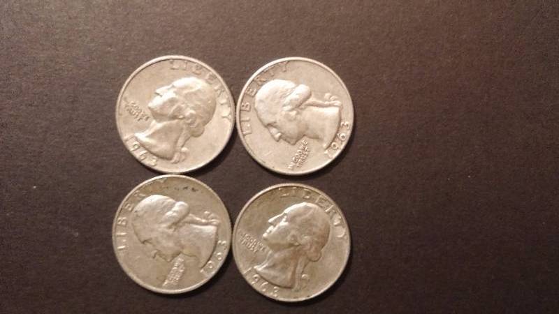 Silver Quarters 4x 1963-D