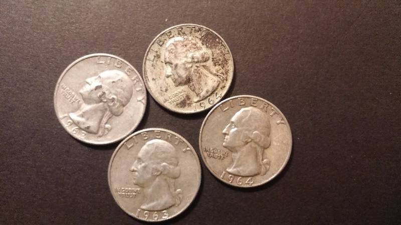 Silver Quarters 2x 1963-D 2x 1964-D