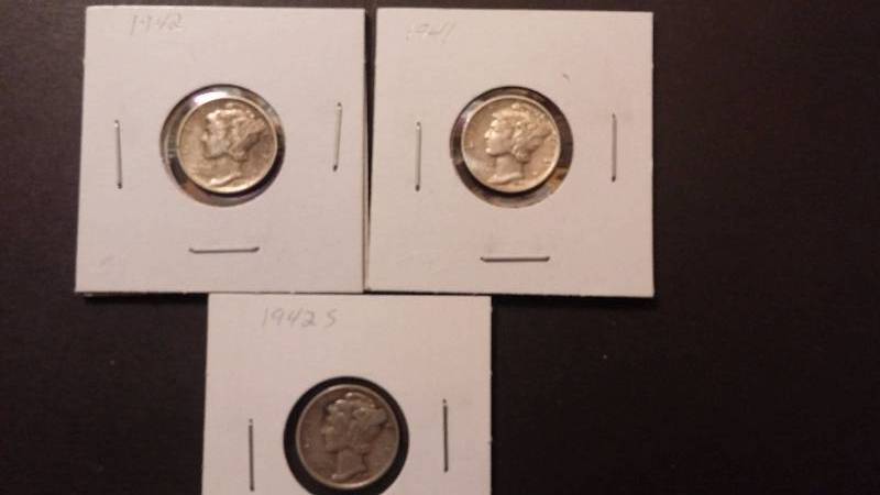 Mercury Dimes 1941 1942 1942-S
