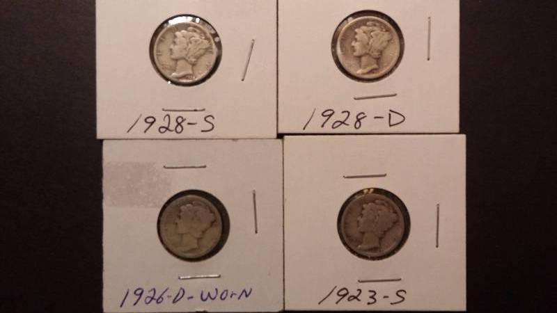 Mercury Dimes 1923-S 1926-D 1928-S 1928