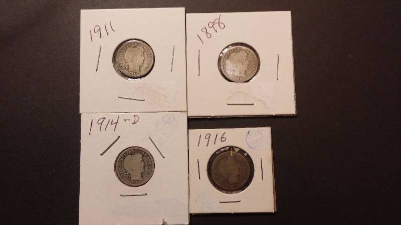 Barber Dimes 1898 1911 1914-D 1916