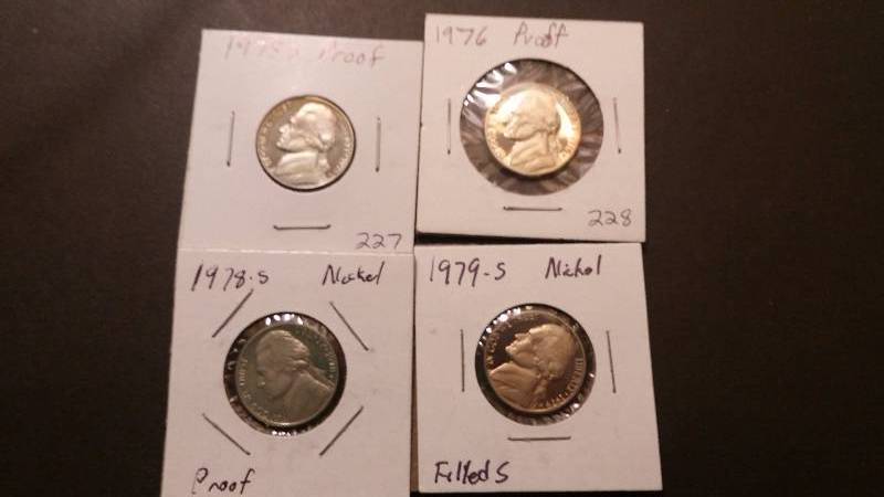 Nickels Proofs 1976-S 1975-S 1978-S 1979-Filled S