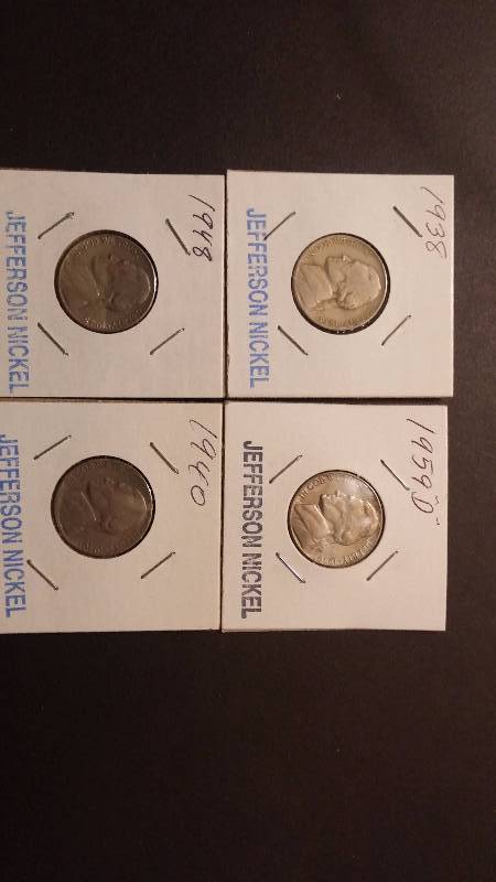Nickels 1938 1940 1948 1959-D