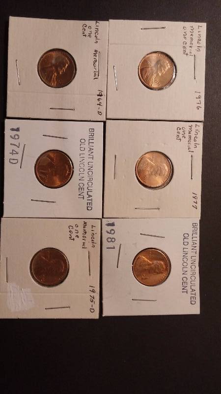 Penny 1964-D 1974-D BU 1975-D 1976-D 1977 1981-BU