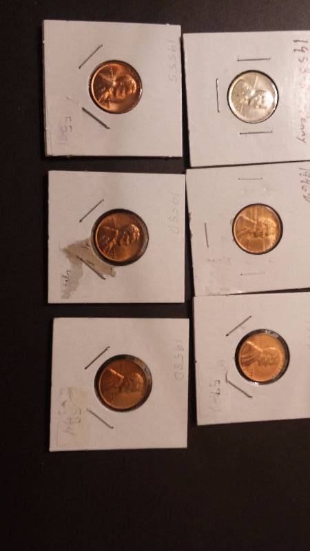 Penny 1946-D 1953-D 1955-S 1957-D 1958-D 1958-D