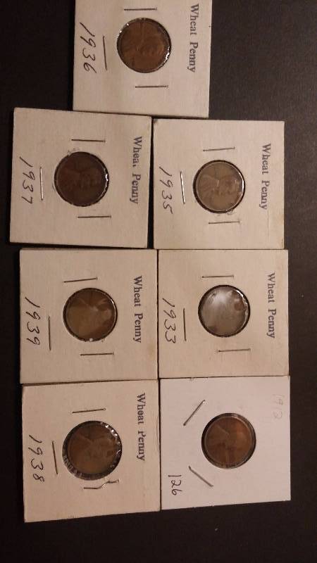 Lincoln & Wheat Pennies 1912 1933 1935 1936 1937 1938 1939