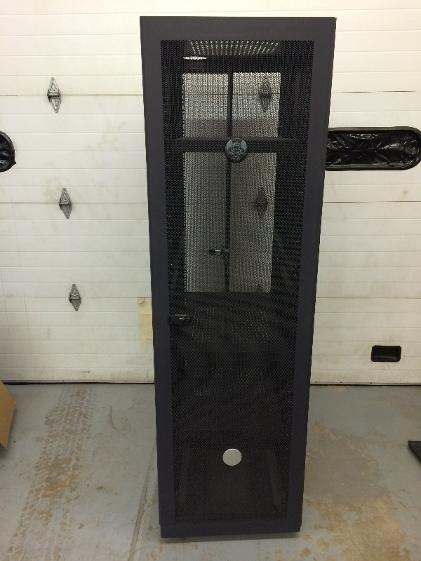 lot 1 image: Server Unit Cabinet   Measures 79.5 high x 39.5 deep x 24 wide   Very good condition, includes key