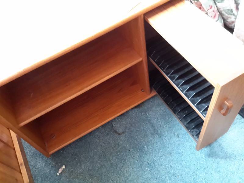 lot 50 image: Wood Stereo Cabinet with Slide out CD Storage