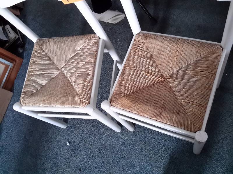 lot 19 image: 2 Wood Twine woven seats.. Good shape