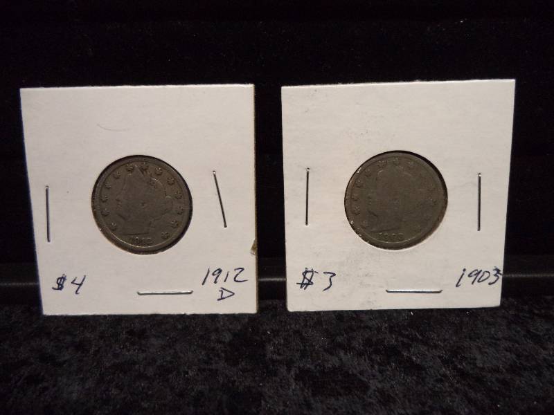 lot 32 image: Pair - V Nickels, 1903, 1912D
