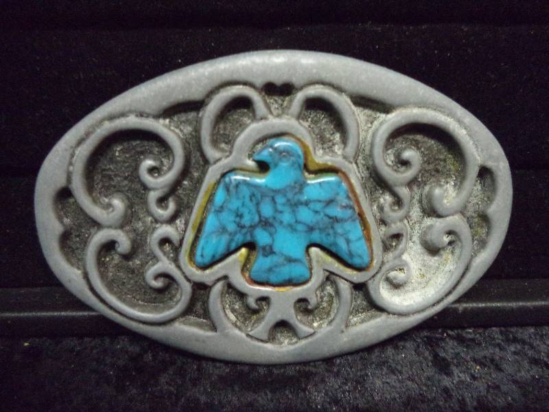 lot 87 image: Belt Buckle - Turquoise Bird