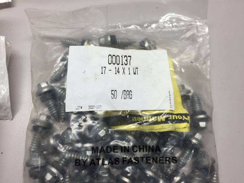 lot 43 image: SELF TAPPING SEAL WASHER SCREWS 14 X 78 1250 PCS - 17-14 X 1 50PCS
