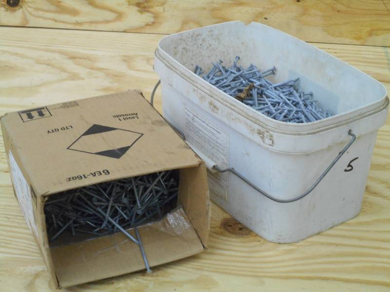 Bucket & Box Full Of 16P Galvanized...