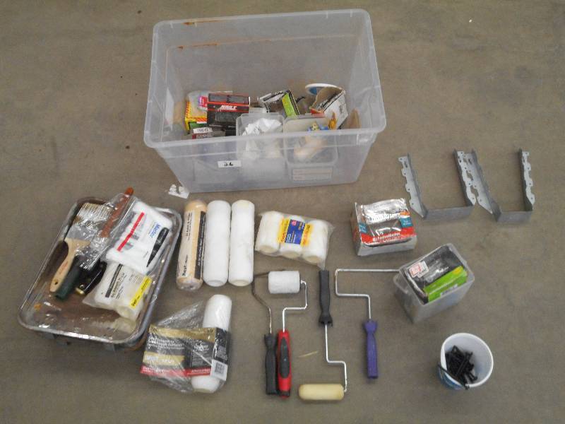 Tote Of Assorted Painting Supplies ...