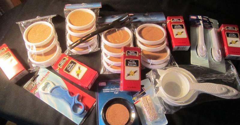 NEW LOT - Strainers, Coaster, Bottle Opener, Vanilla, Measuring Spoons, Misc