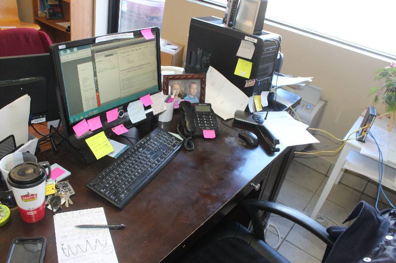 lot 38 image: Contents of Desktop Including Computer, Monitor, Keyboard, Mouse, Phone, And More