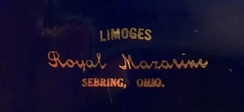 lot 1 image: RARE American Limoges Royal Mazarine Sebring Ohio, Blue & 24K Gold Plate