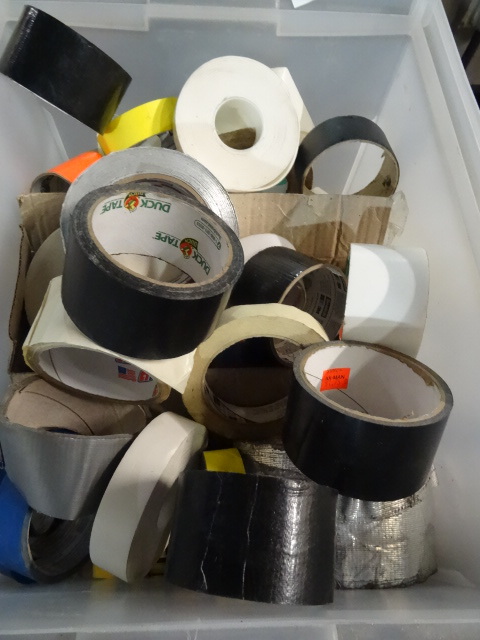 lot 90 image: Bin of Misc Tape Rolls