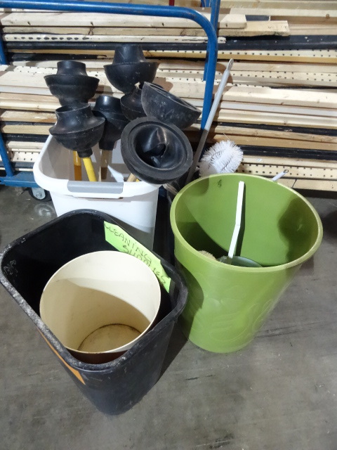 lot 238 image: Waste Baskets. Toilet Cleaning Supplies