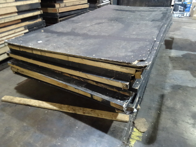 lot 417 image: Chip board and misc panels. And wheeled cart