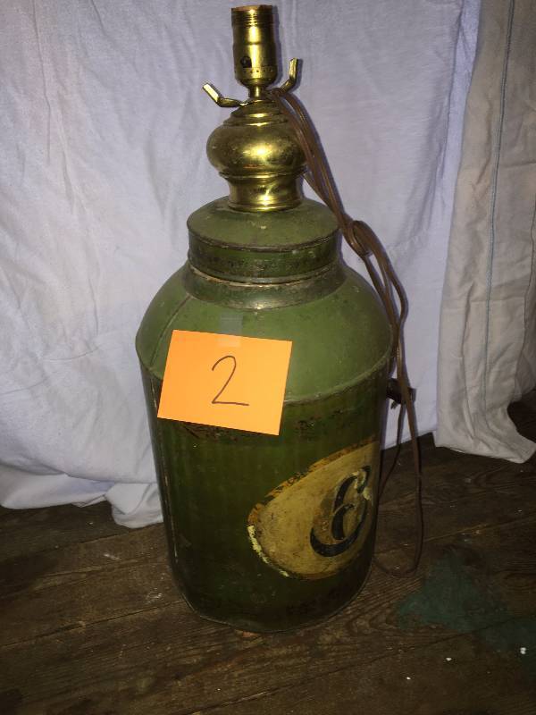 Vintage cream can table lamp
