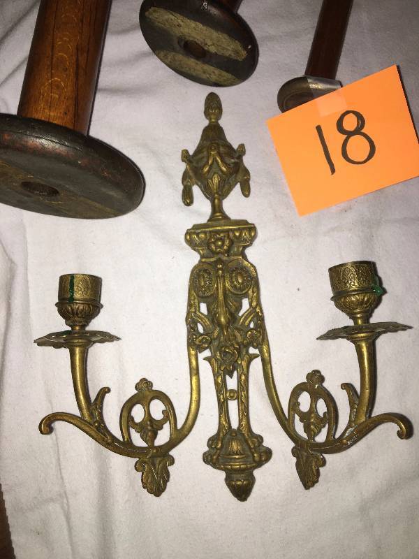 2 Vintage Candle Holders, 6 Vintage Spindles