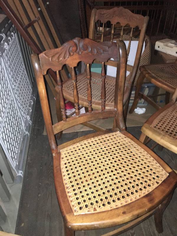 Set of 6 Vintage Hand-Carved Chairs