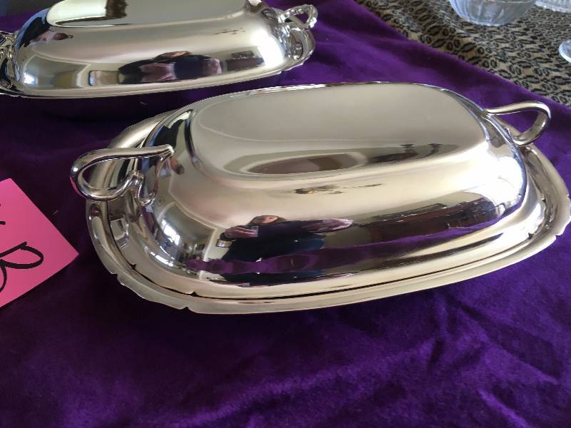 2 Silver Plate Vegetable Dishes and Covers