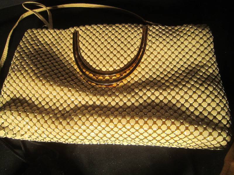 lot 635 image: Beaded Purse, Antique Wood Spoon, Mesh Purse with Gold Handles