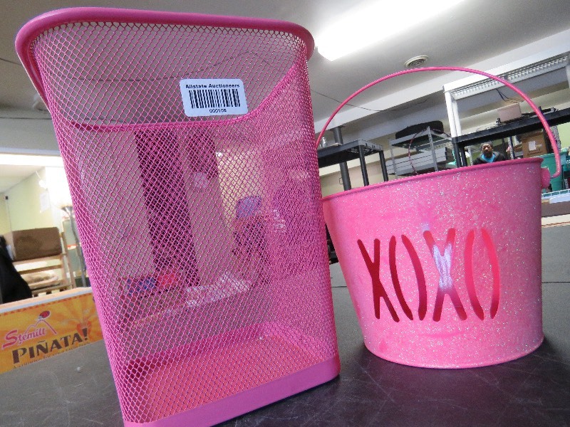 Pink trash bins