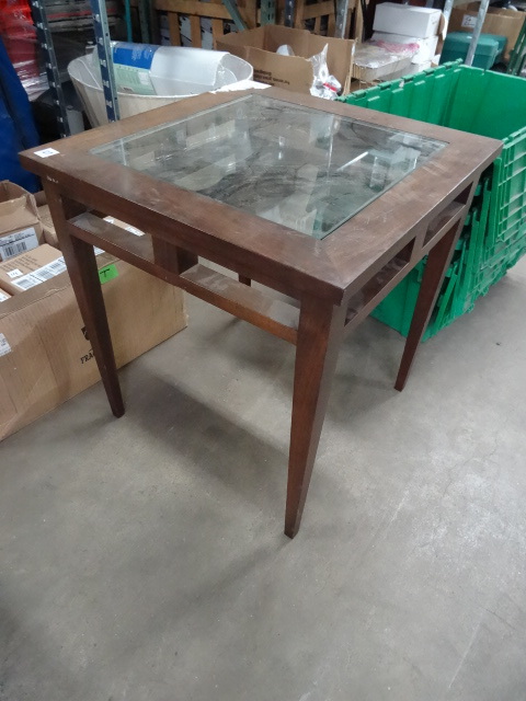 Wood End Tables with Glass Insert