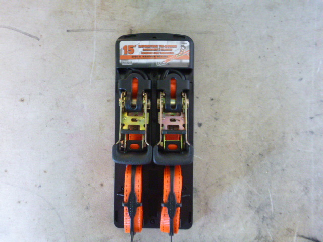 2 Pack of Blaze Orange Ratchet Tie Downs with J Hooks