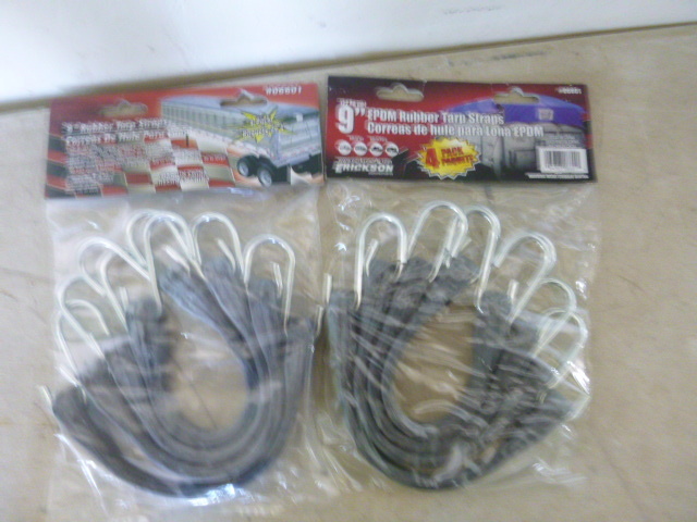 2 Packs of 9 Industrial EPDM Rubber Tarp Straps