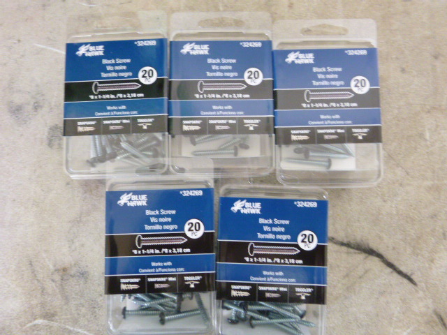 5 Packs of Blue Hawk Black Head Screws