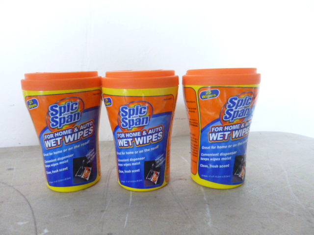 3 Containers of Spic and Span Wet Wipes