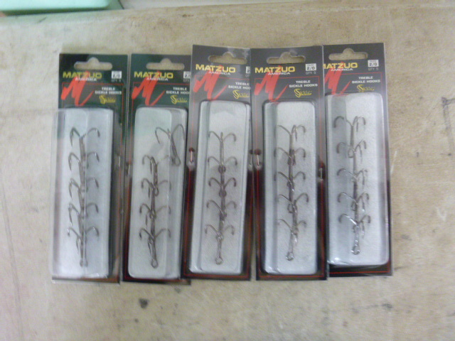 5 Packs of Matzuo Sickle Treble Hooks