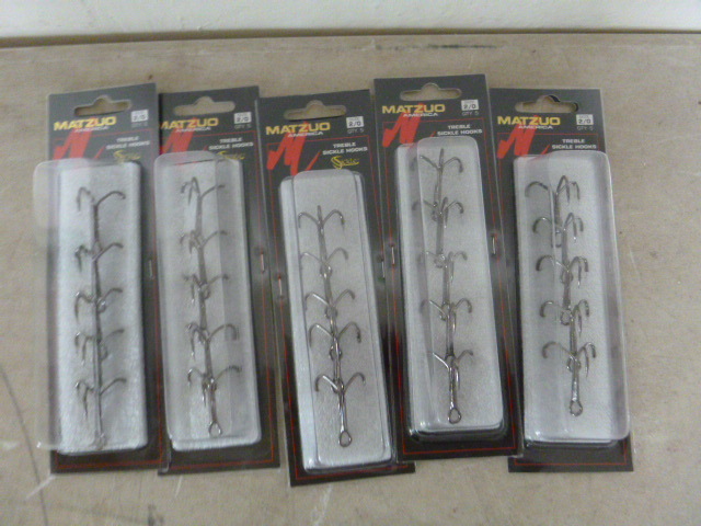 5 Packs of Matzuo Sickle Treble Hooks