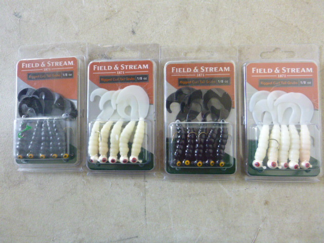 4 Packs of Field & Stream Rigged Curl Tail Grubs