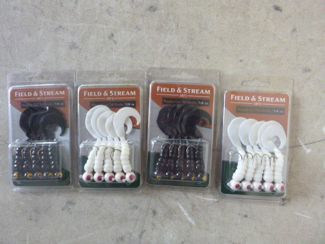 4 Packs of Field & Stream Rigged Curl Tail Grubs
