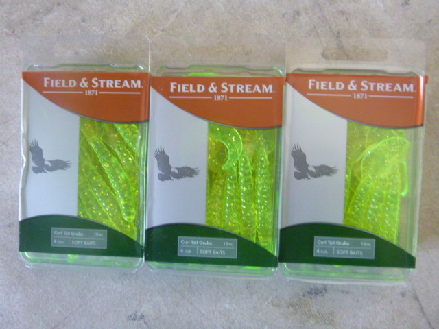 3 Packs of Field & Stream Curl Tail Grubs