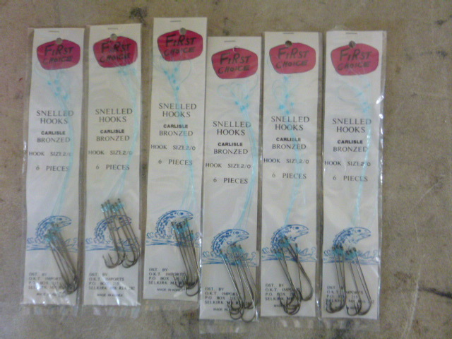 6 Packs of First Choice Snelled Hooks
