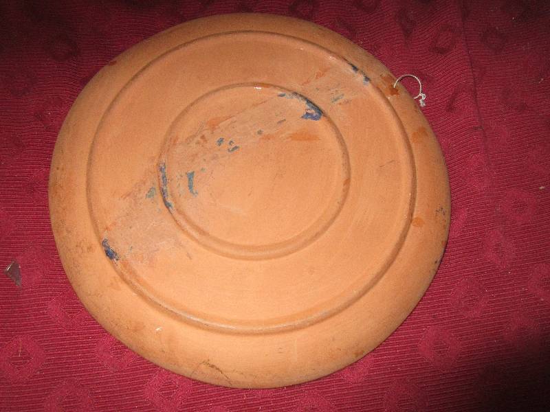 BLUE BIRD LINED CLAY PLATE