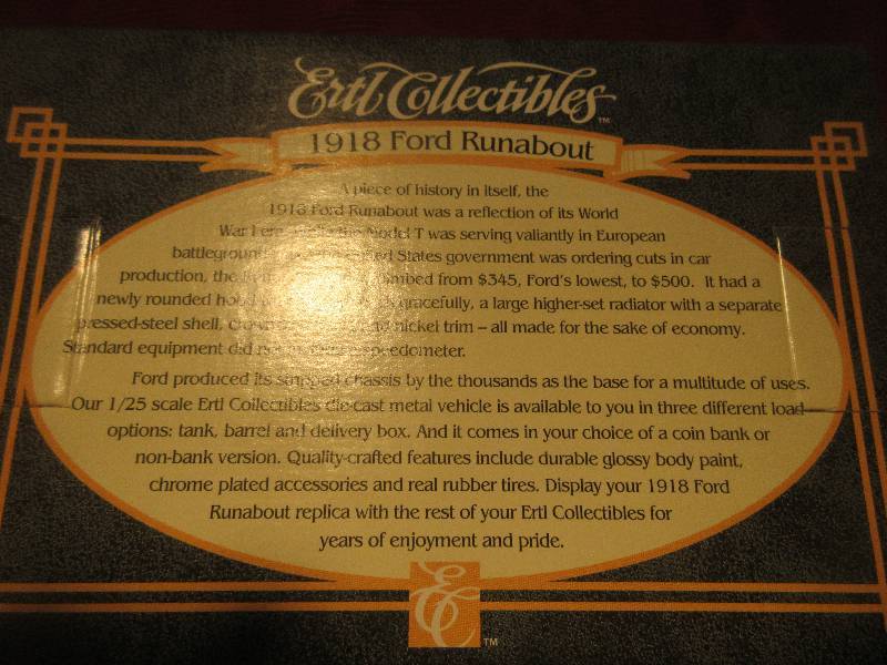 1918 FORD RUNABOUT DIE CAST VEHICLE