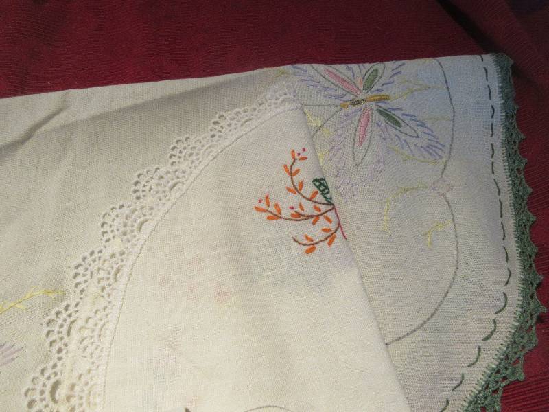 2 EMBROIDERED DOILIES