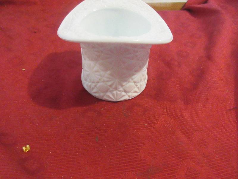 milk glass hat